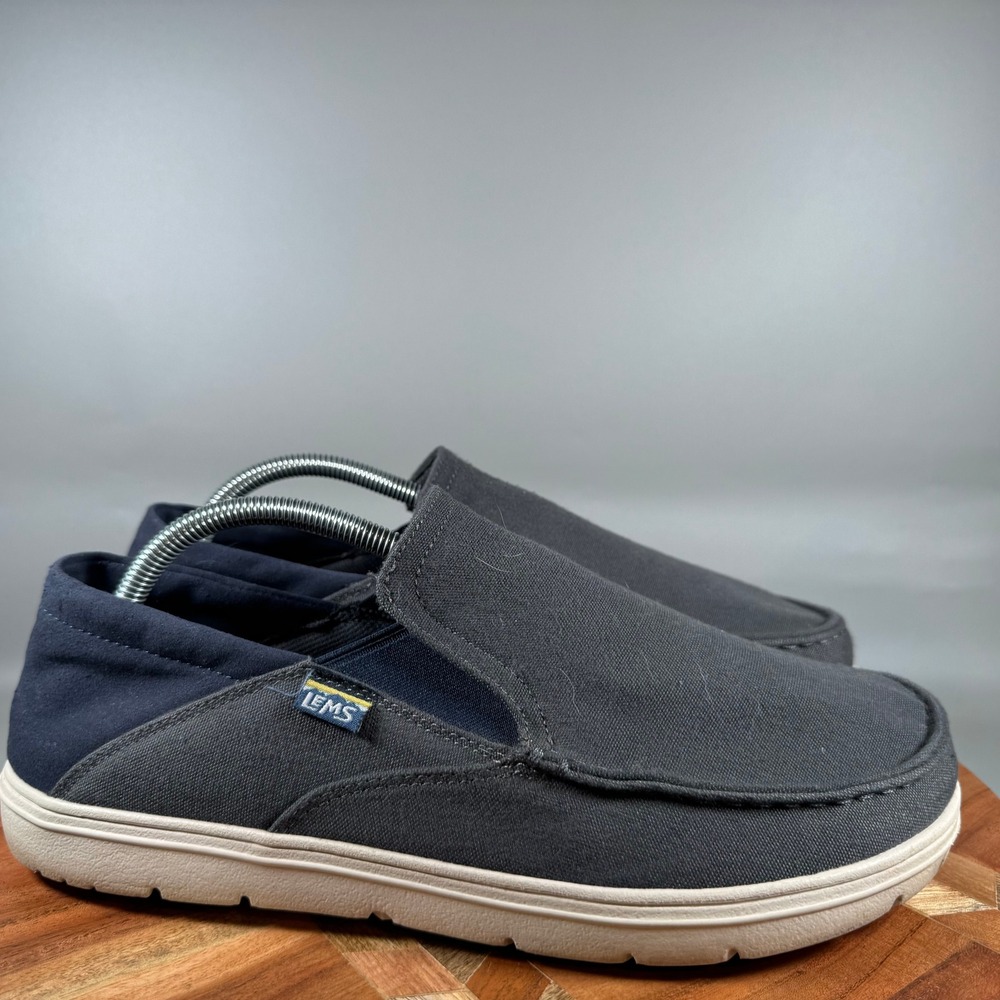 Lems Drifter Deep Sea Blue Canvas Minimalist Slip On Shoes Mens 10.5 LEMS203